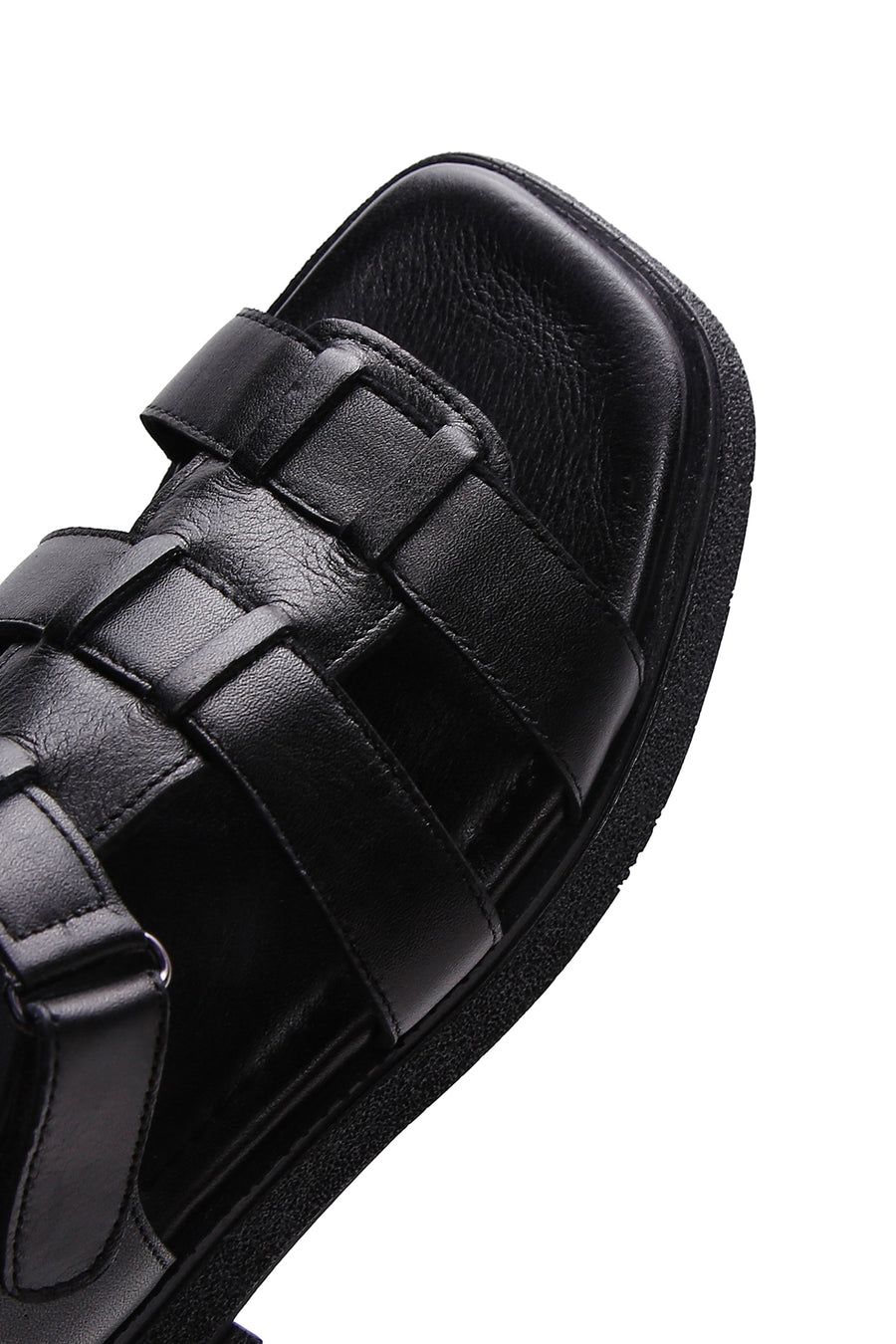 Women's Black Leather Comfort Sandals