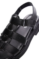 Women's Black Leather Comfort Sandals | Derimod