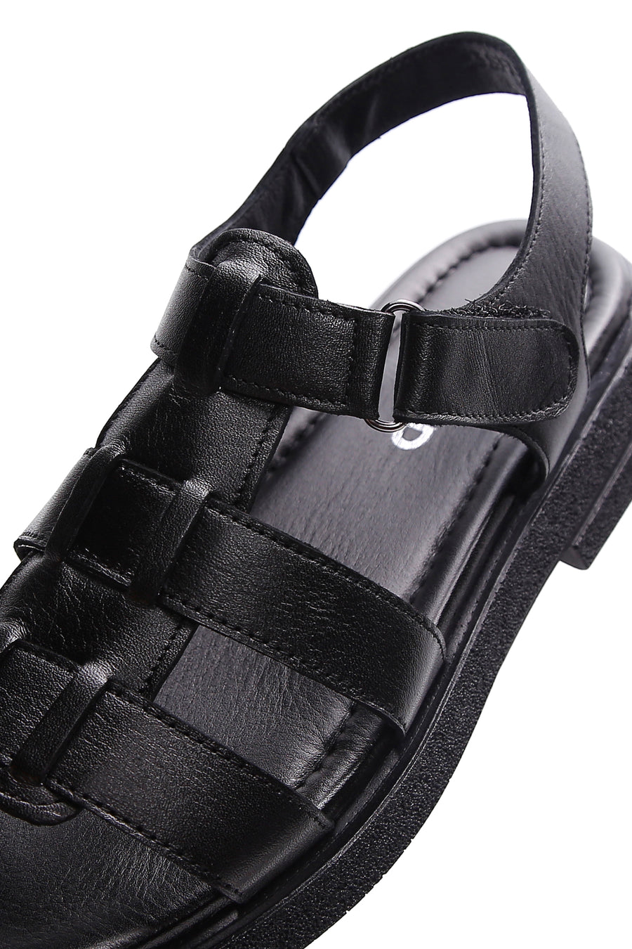 Women's Black Leather Comfort Sandals