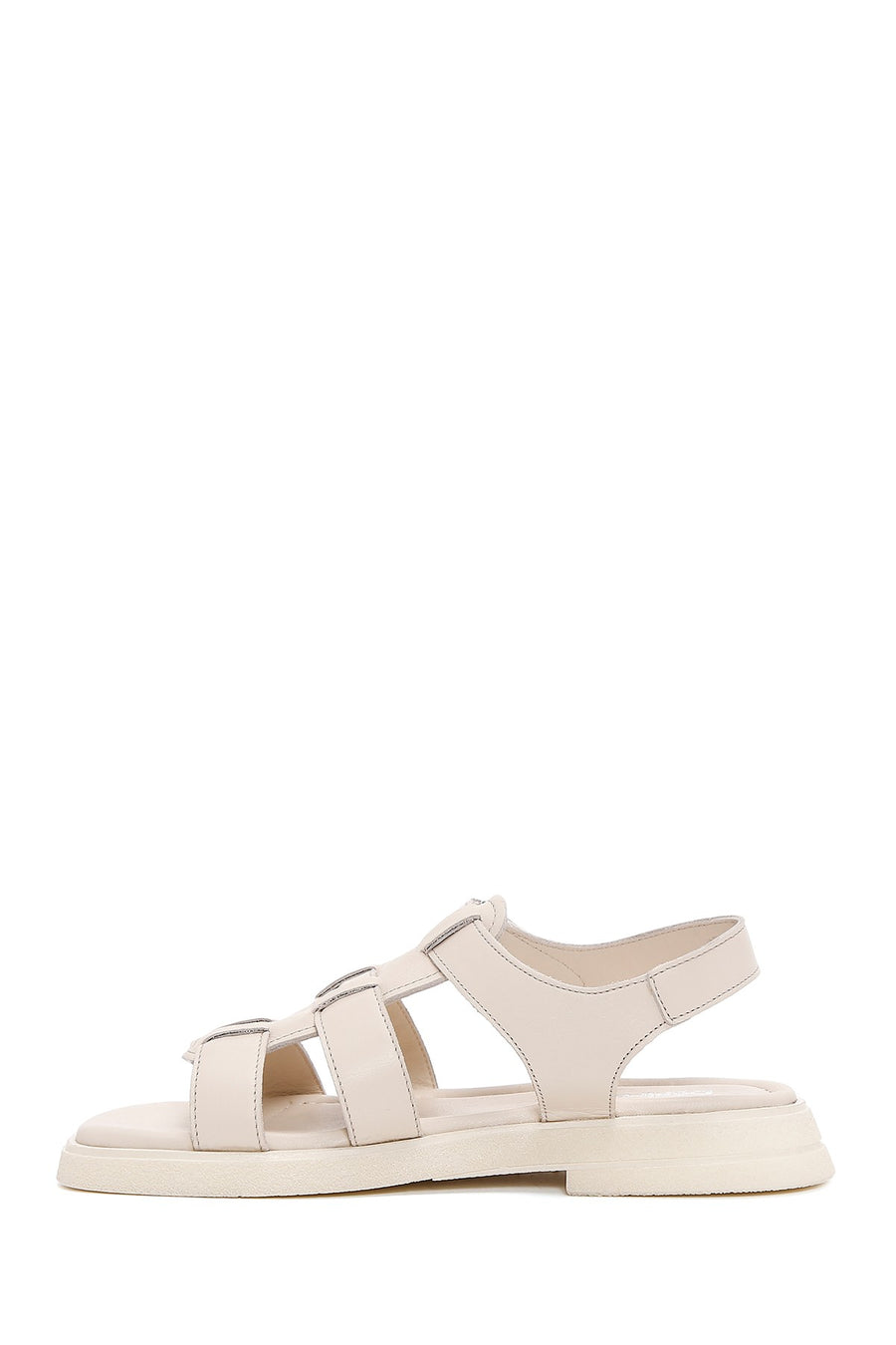 Women's Beige Leather Comfort Sandals