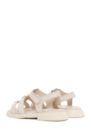 Women's Beige Leather Comfort Sandals | Derimod