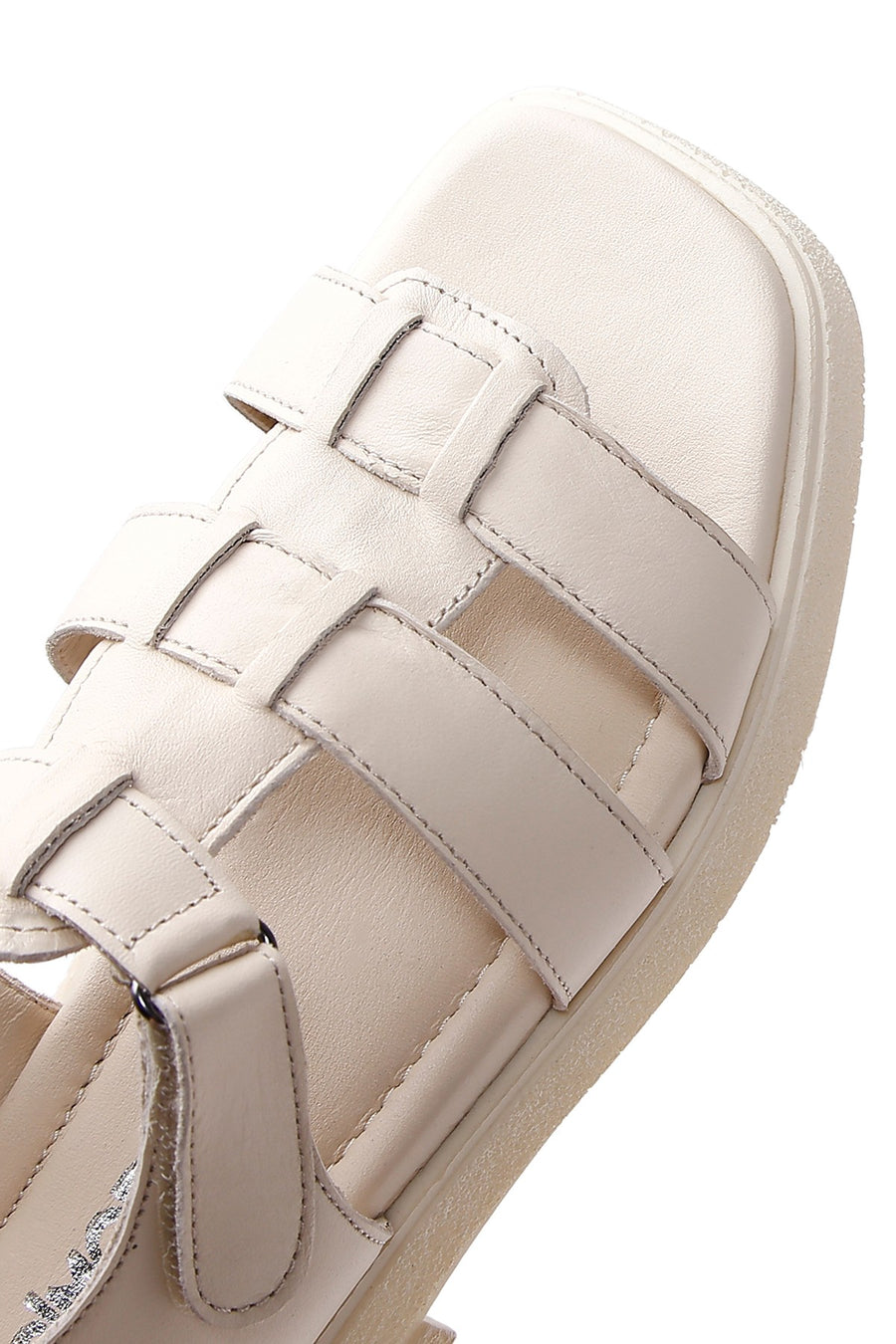 Women's Beige Leather Comfort Sandals