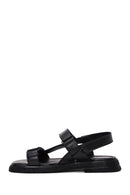 Women's Black Leather Comfort Sandals | Derimod