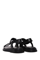 Women's Black Leather Comfort Sandals | Derimod
