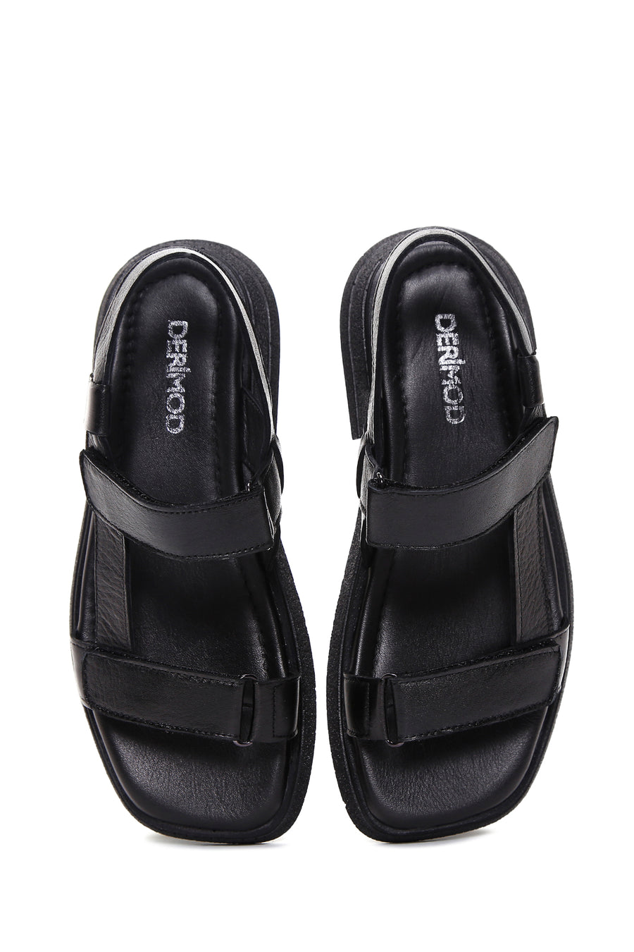 Women's Black Leather Comfort Sandals