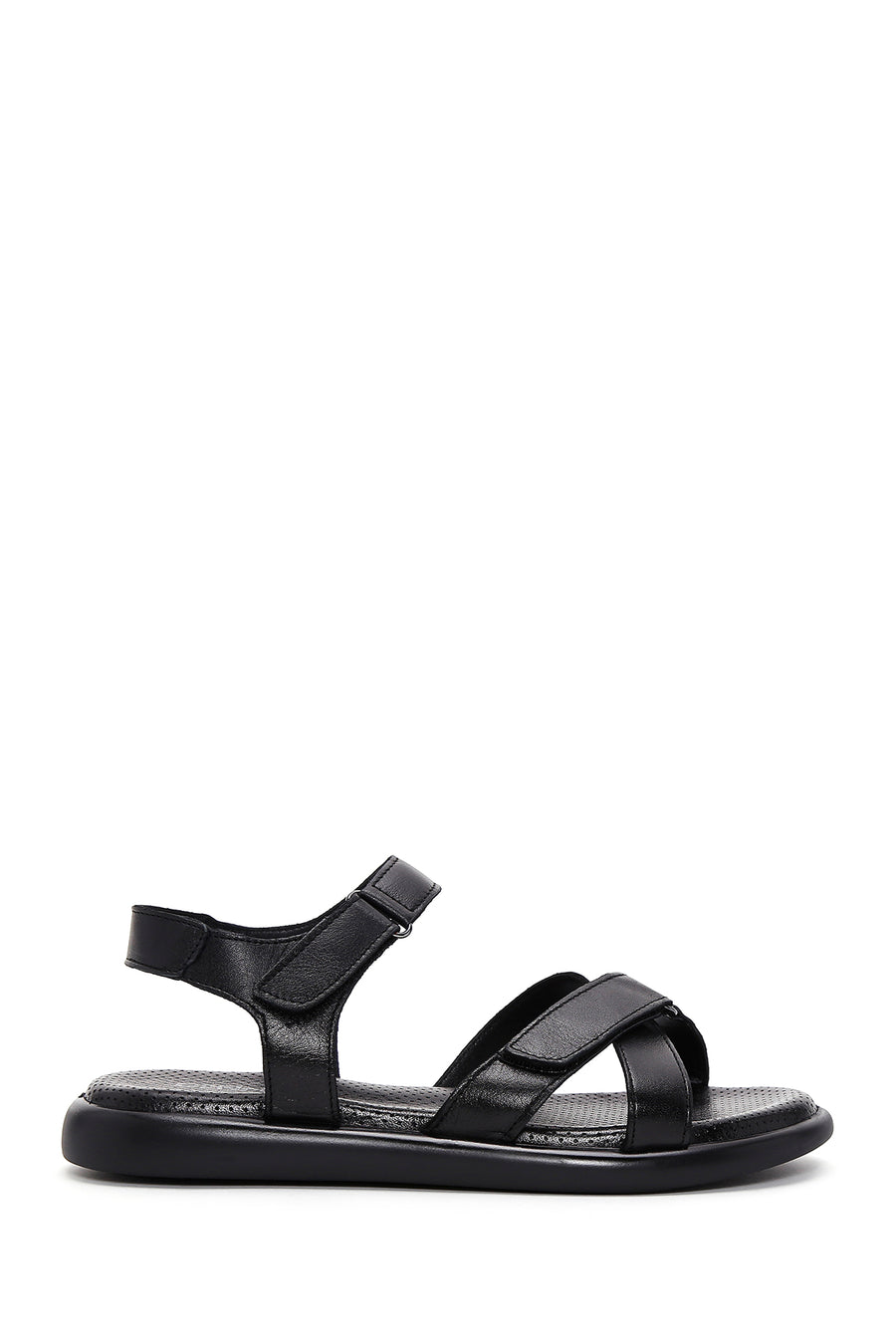 Women's Black Leather Comfort Sandals 23SFD362118 | Derimod