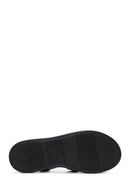 Women's Black Leather Comfort Sandals | Derimod