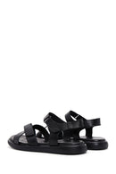 Women's Black Leather Comfort Sandals | Derimod