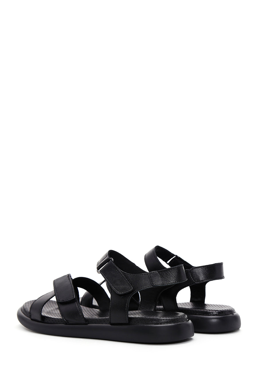 Women's Black Leather Comfort Sandals