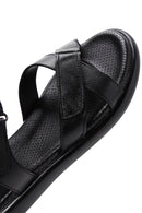 Women's Black Leather Comfort Sandals | Derimod