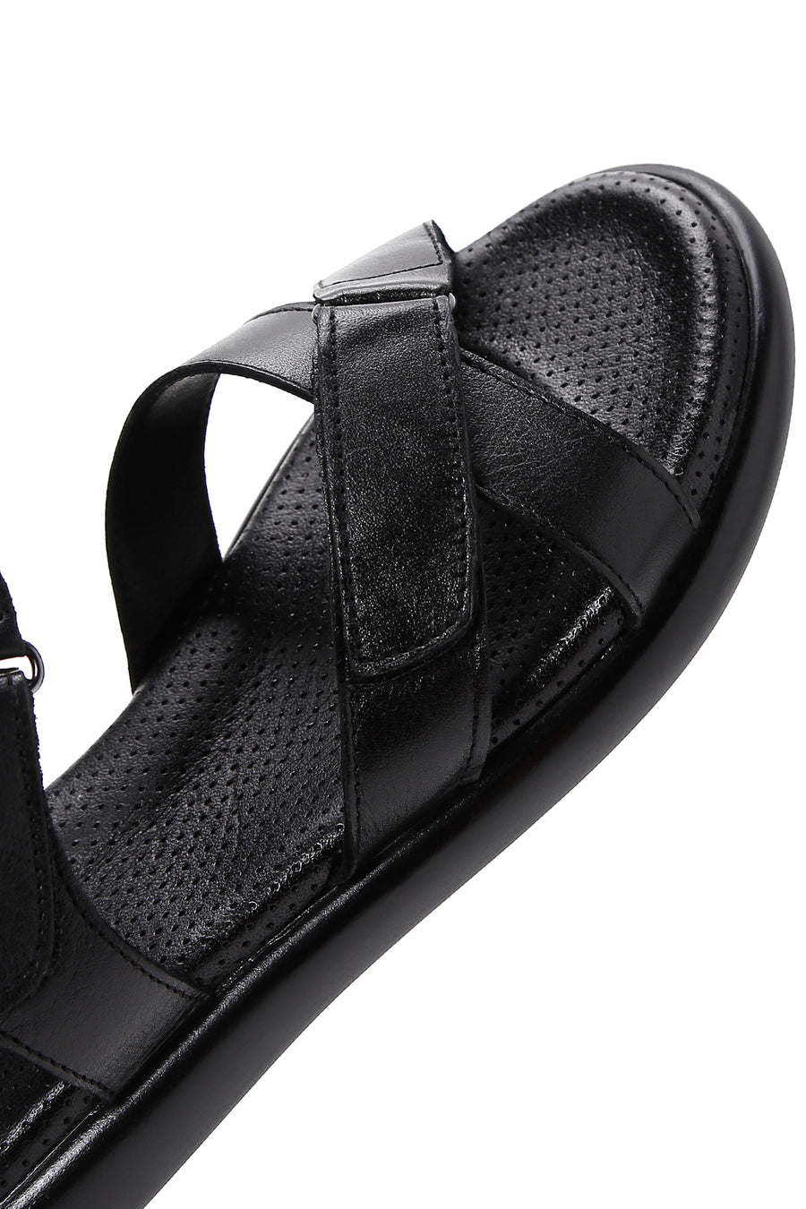 Women's Black Leather Comfort Sandals