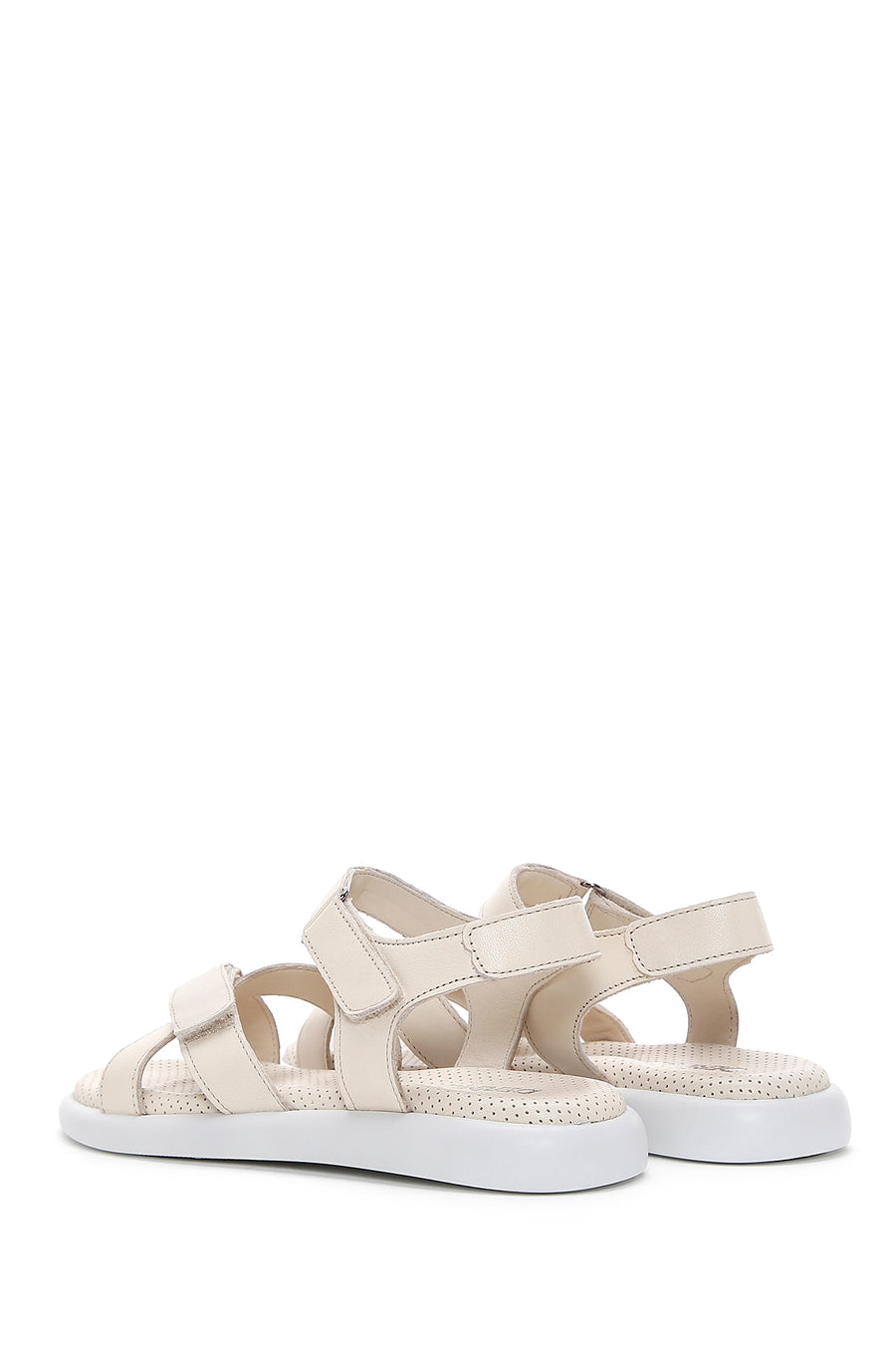 Women's Beige Leather Comfort Sandals