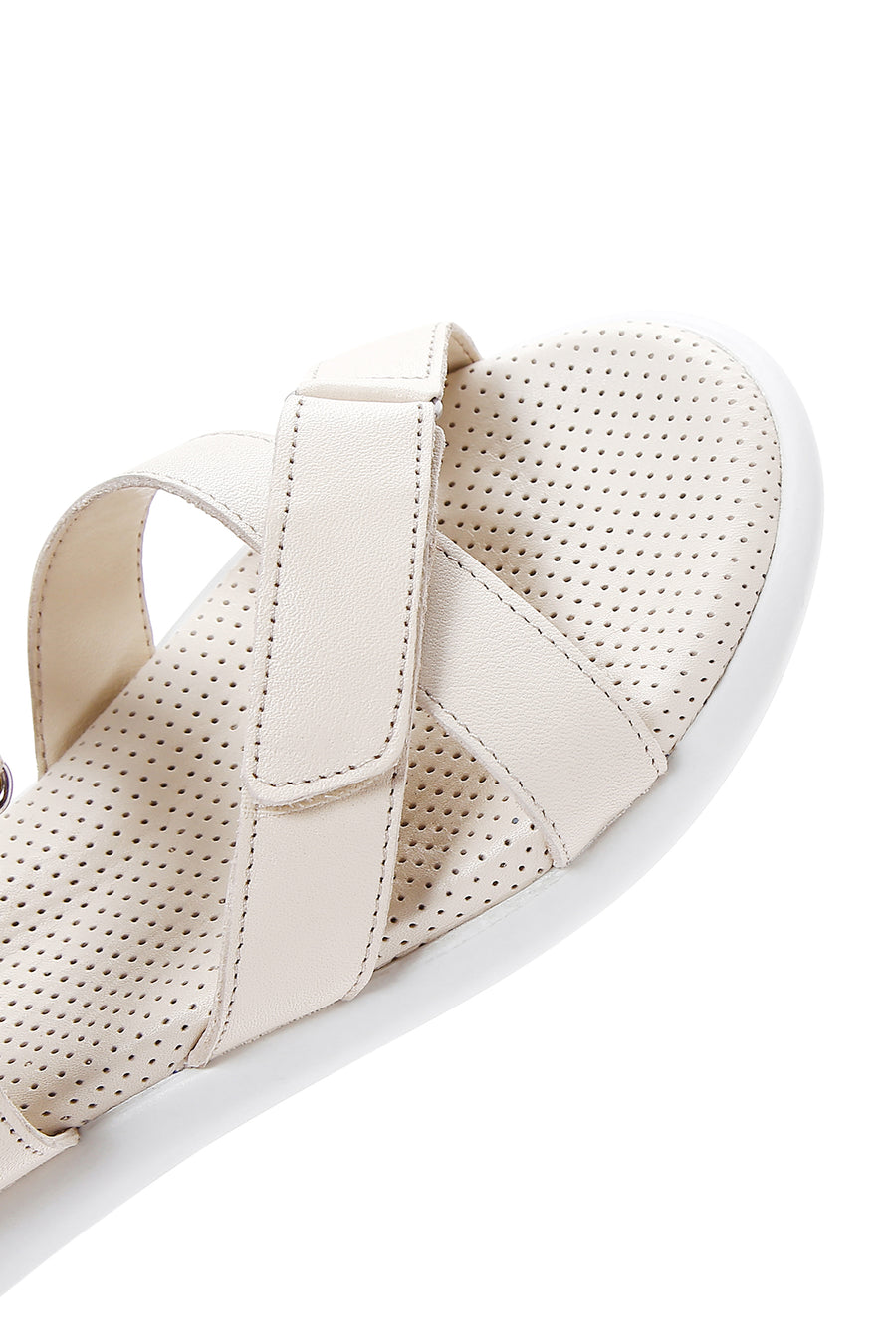 Women's Beige Leather Comfort Sandals