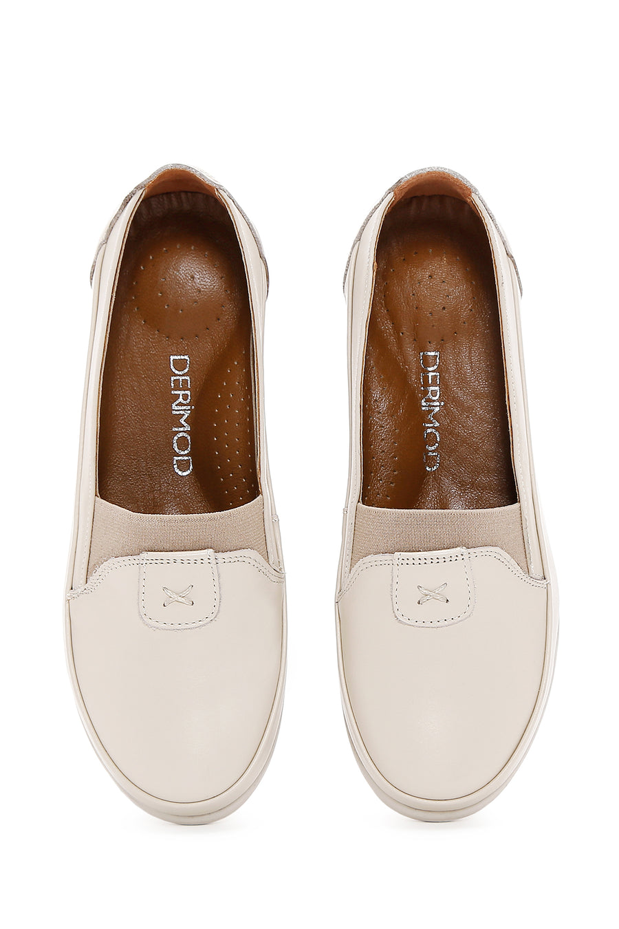 Women's Beige Leather Comfort Shoes