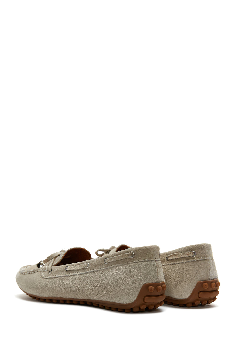 Women's Beige Suede Leather Tasseled Loafer