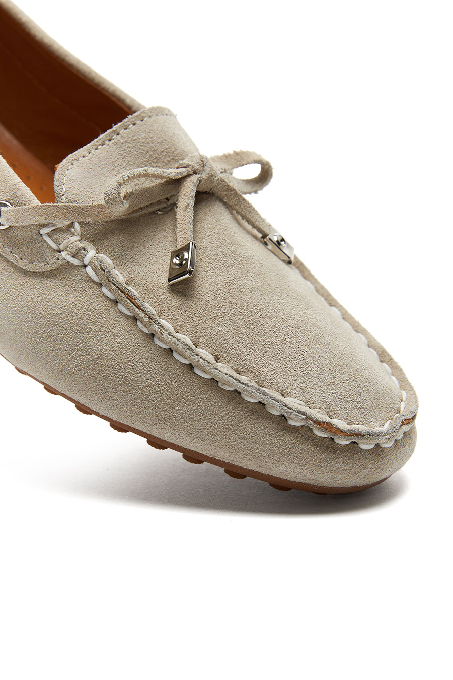 Women's Beige Suede Leather Tasseled Loafer
