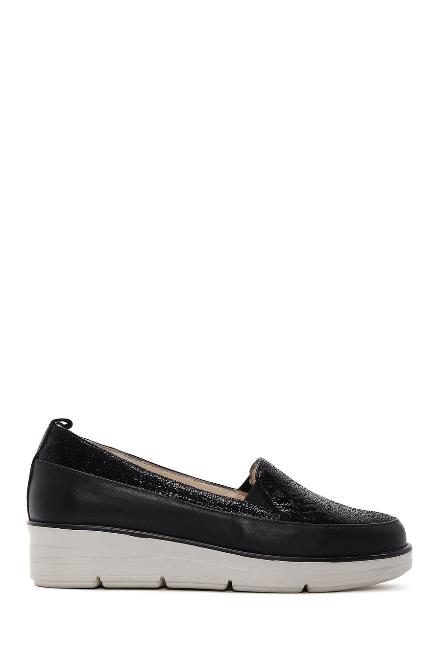 Women's Black Leather Comfort Loafer 23SFD411214 | Derimod
