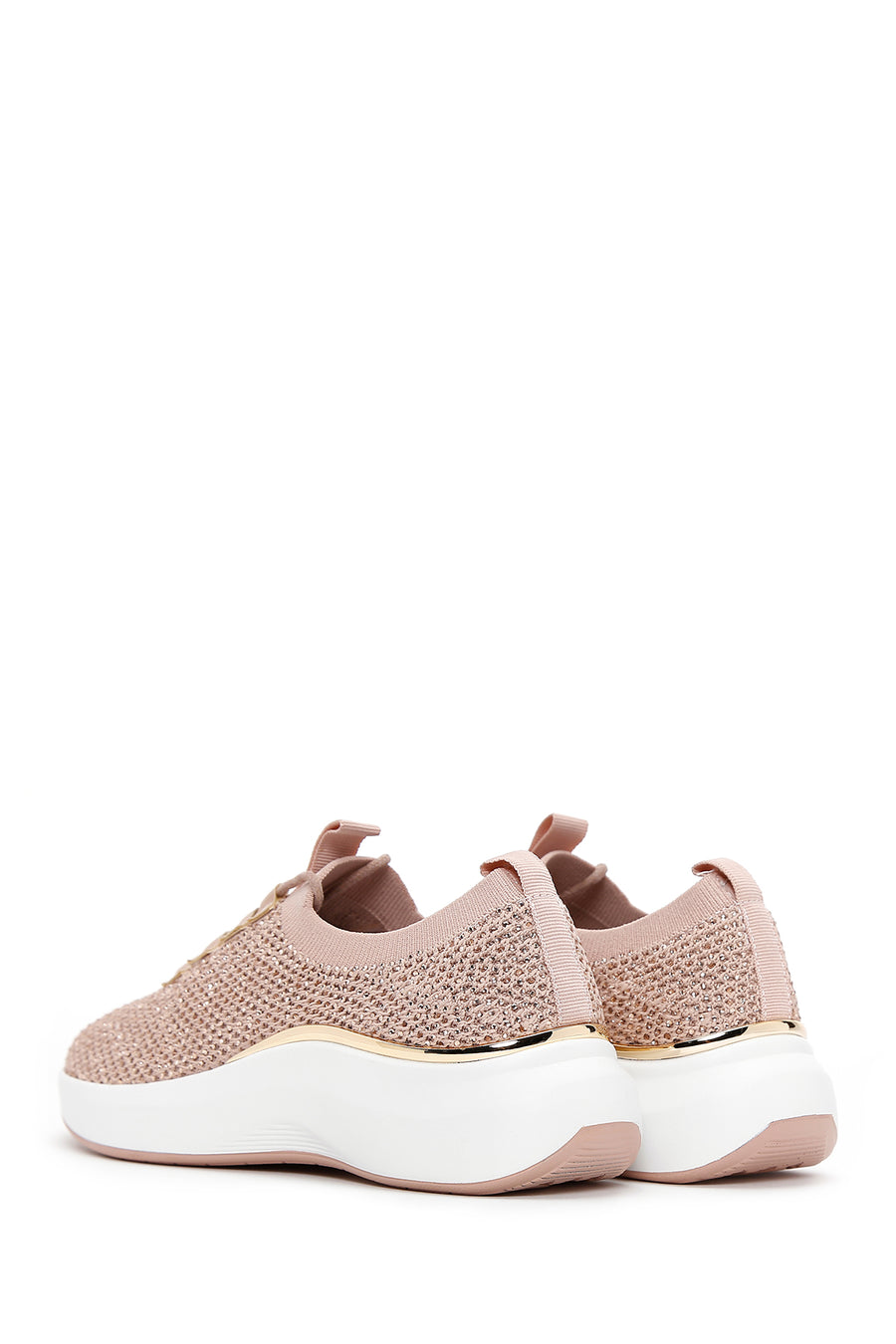 Kadın Bej Taşlı Kalın Tabanlı Sneaker
