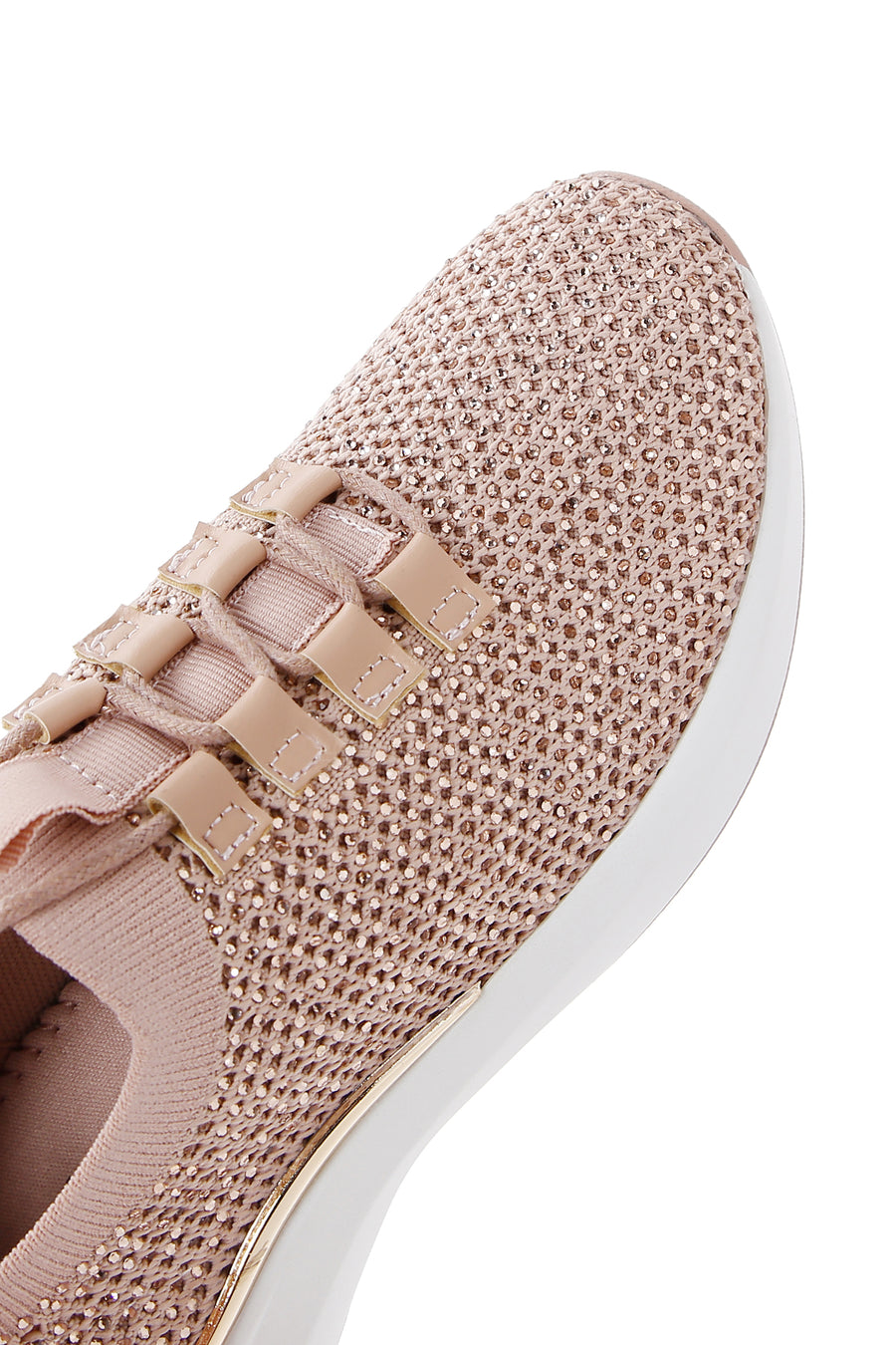 Kadın Bej Taşlı Kalın Tabanlı Sneaker