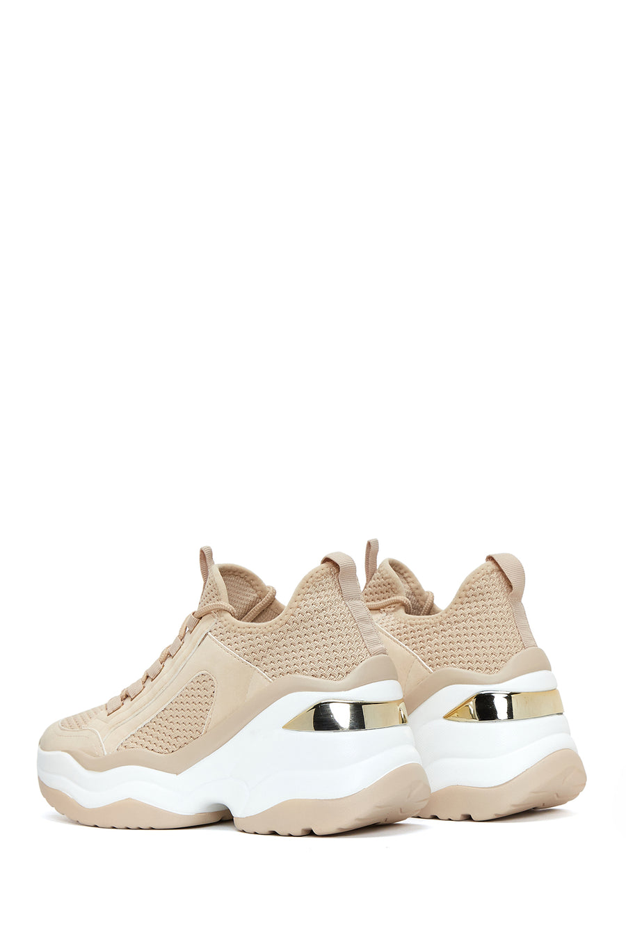 Kadın Bej Yüksek Tabanlı Sneaker