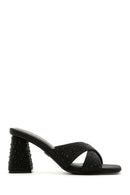 Women's Black Stone Thick Heeled Slippers | Derimod