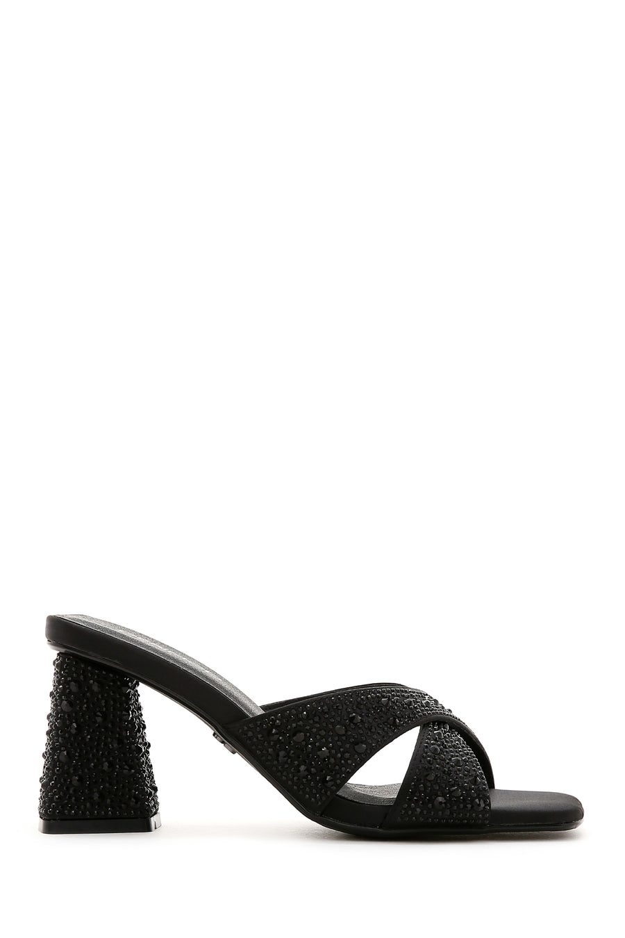 Women's Black Stone Thick Heeled Slippers 23SFD443114 | Derimod