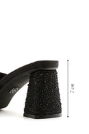 Women's Black Stone Thick Heeled Slippers | Derimod