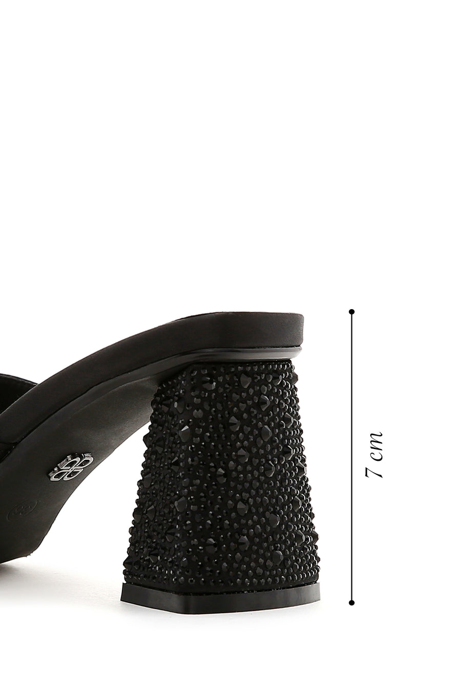 Women's Black Stone Thick Heeled Slippers