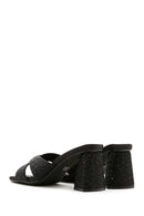 Women's Black Stone Thick Heeled Slippers | Derimod