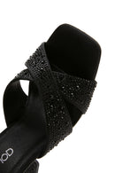 Women's Black Stone Thick Heeled Slippers | Derimod