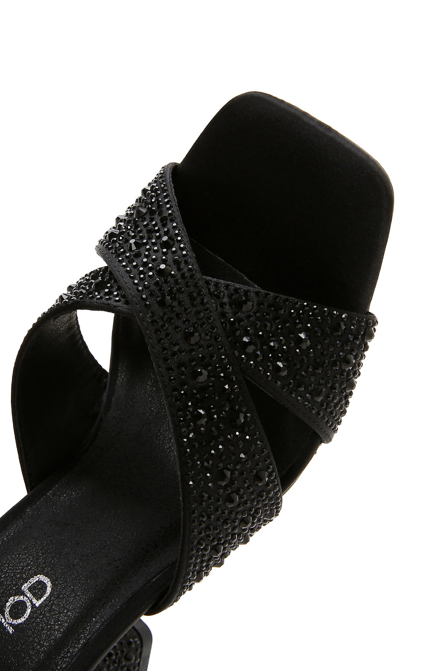 Women's Black Stone Thick Heeled Slippers