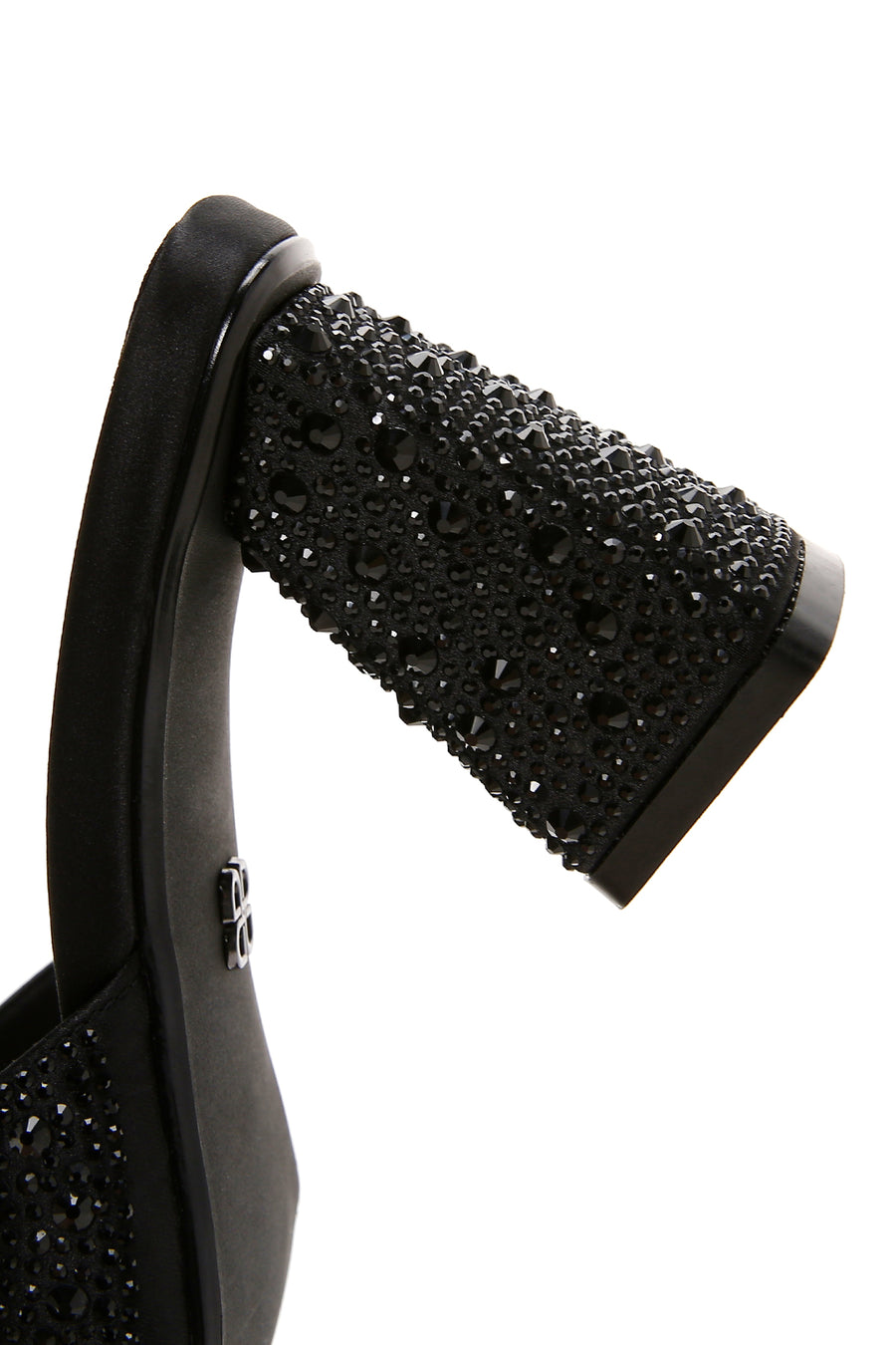 Women's Black Stone Thick Heeled Slippers