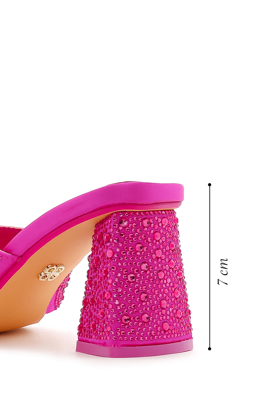 Women's Pink Stone Thick Heeled Slippers