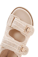 Women's Beige Ankle Strap Straw Sandals | Derimod