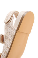 Women's Beige Ankle Strap Straw Sandals | Derimod