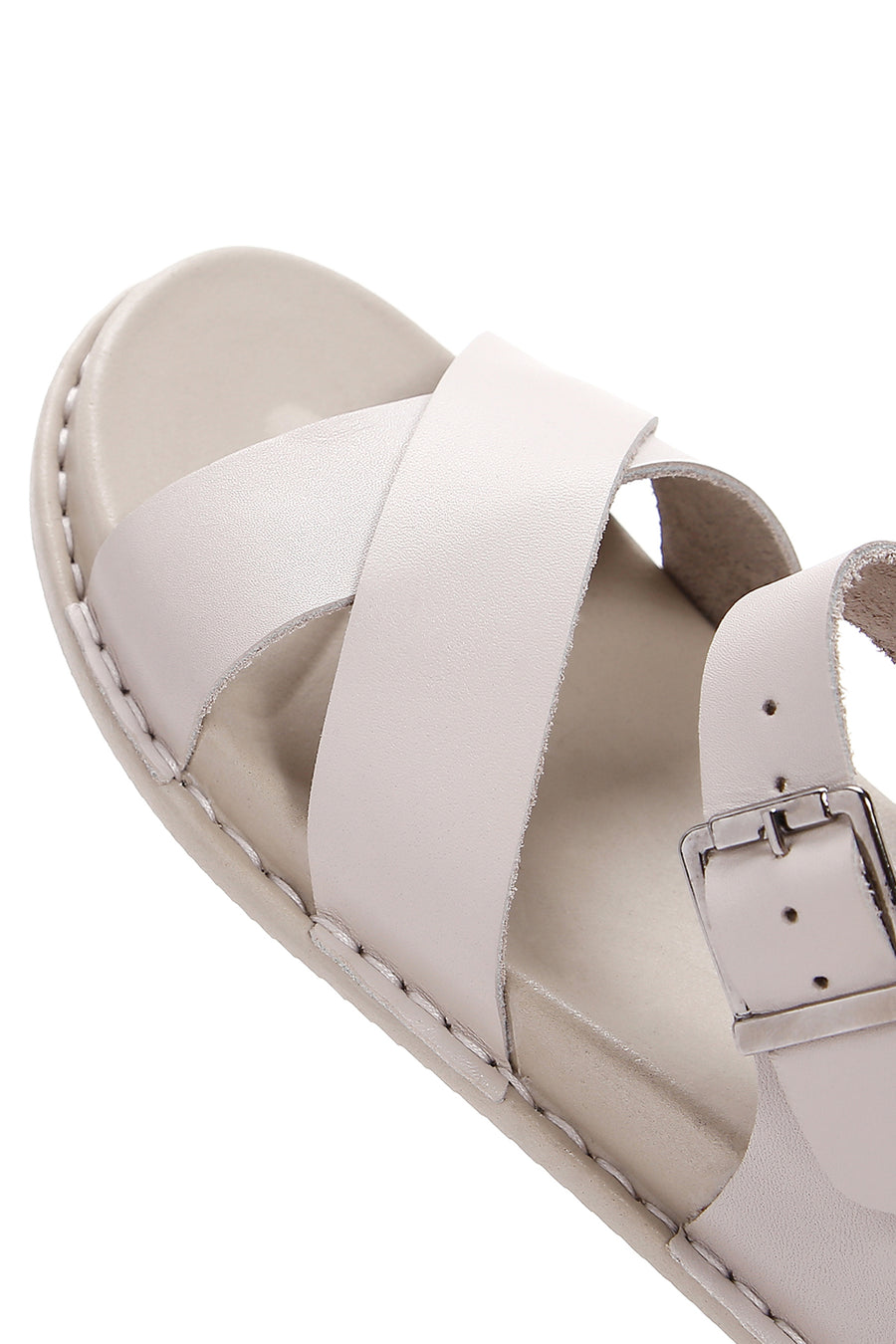 Women's Gray Leather Comfort Sandals