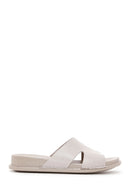 Women's Gray Leather Comfort Slippers | Derimod