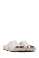 Women's Gray Leather Comfort Slippers | Derimod