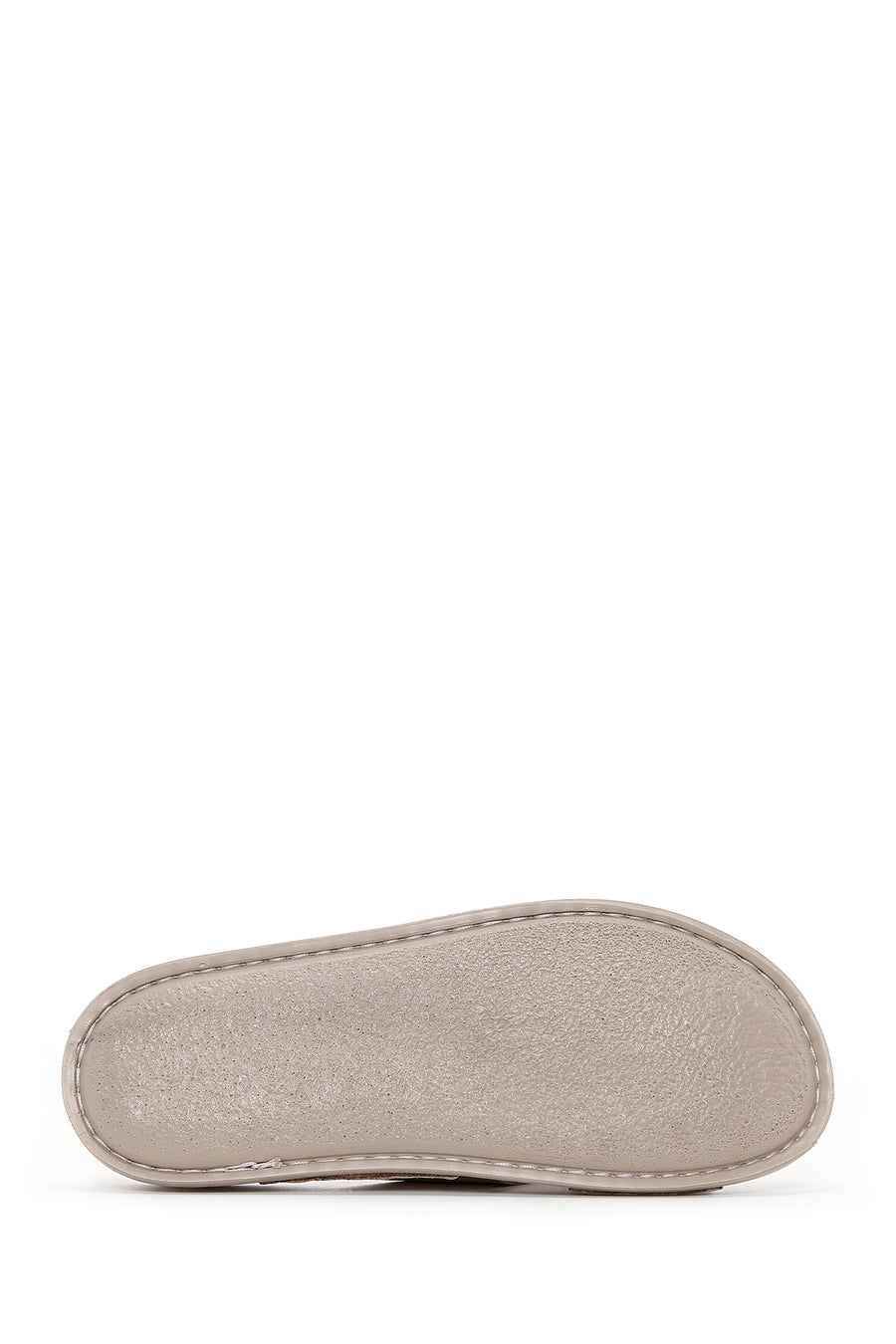 Women's Gray Leather Comfort Slippers