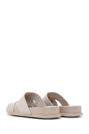 Women's Gray Leather Comfort Slippers | Derimod