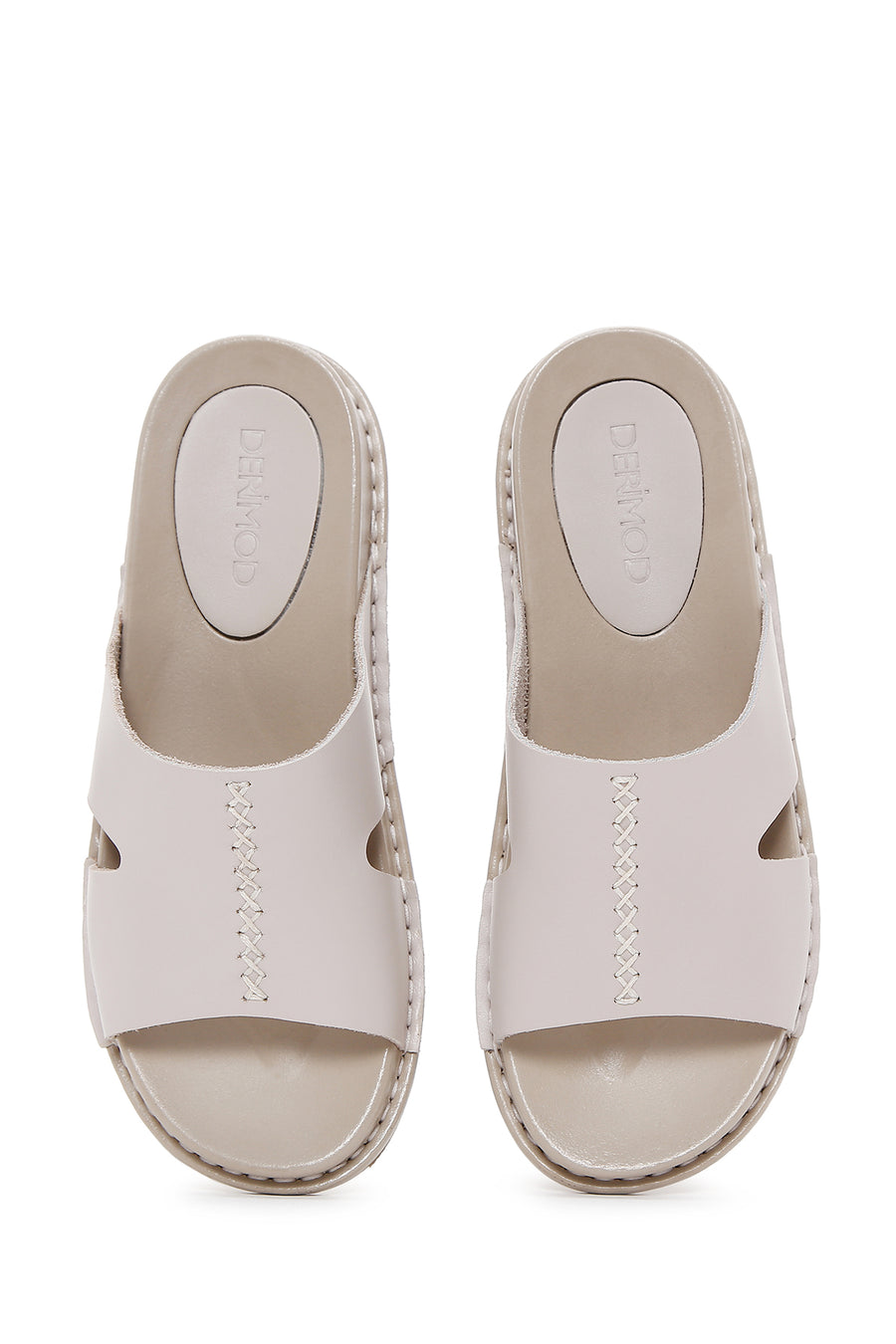 Women's Gray Leather Comfort Slippers