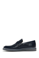 Men's Navy Blue Leather Casual Loafer | Derimod