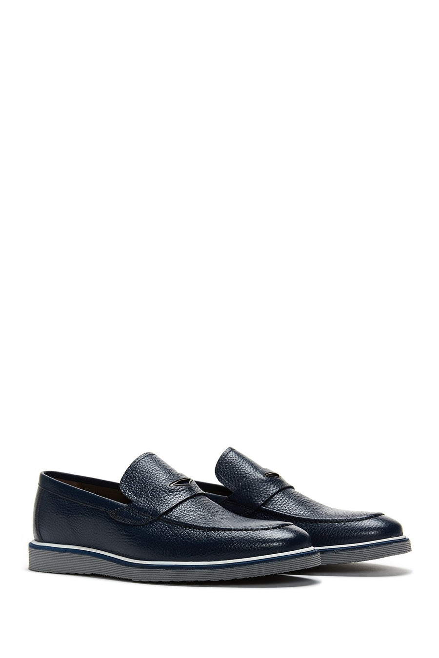 Men's Navy Blue Leather Casual Loafer