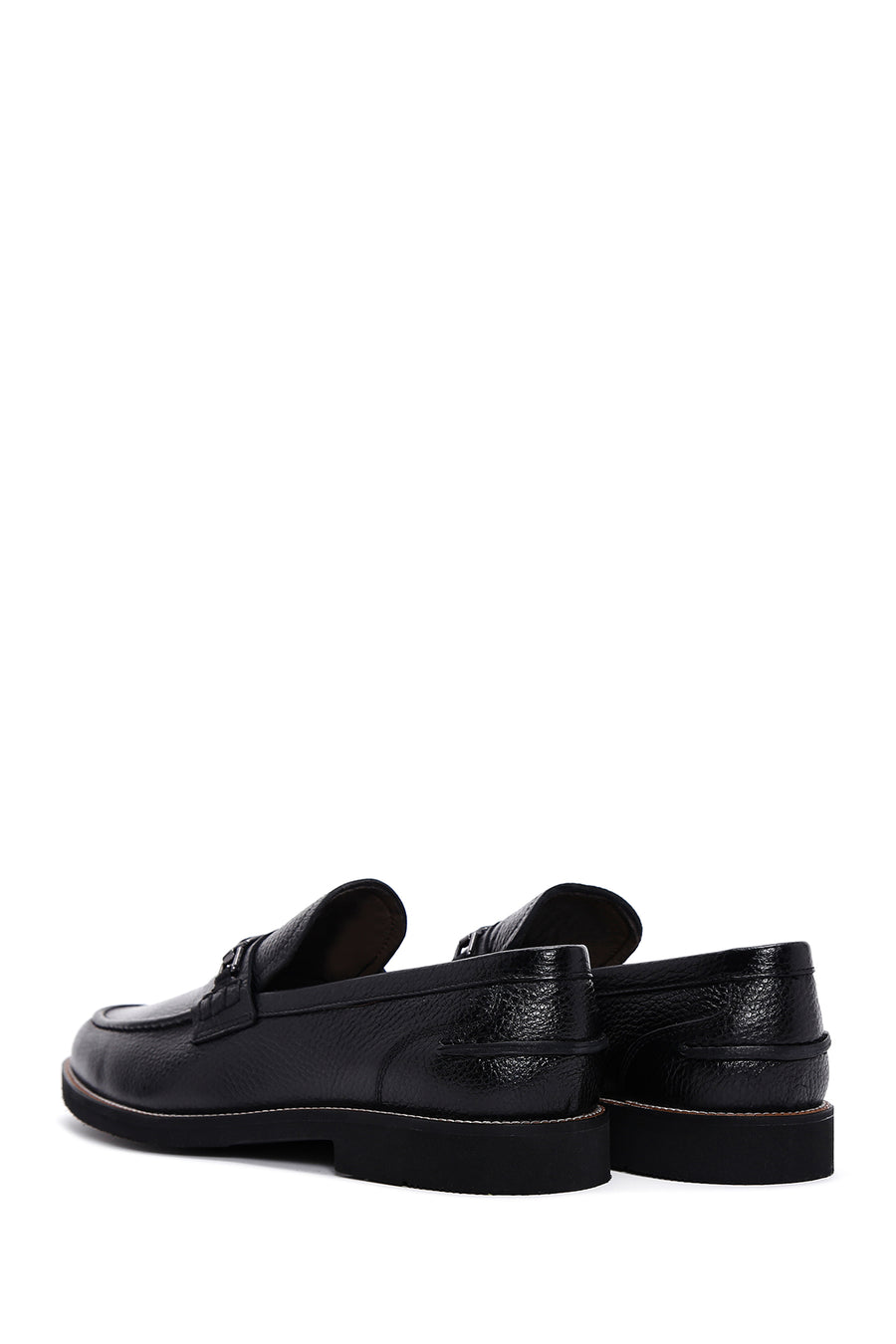 Erkek Siyah Deri Tokalı Klasik Loafer