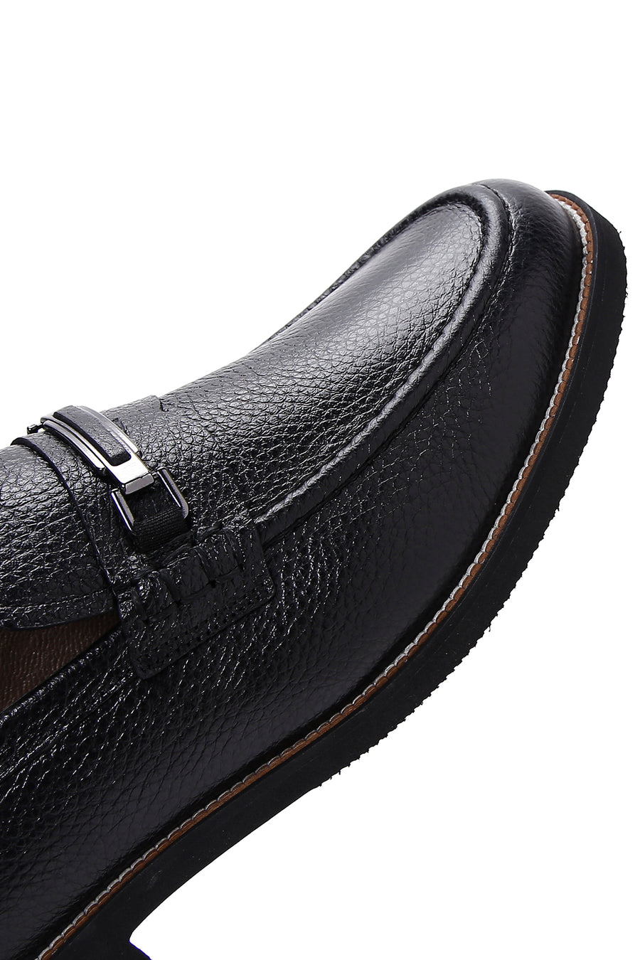 Erkek Siyah Deri Tokalı Klasik Loafer