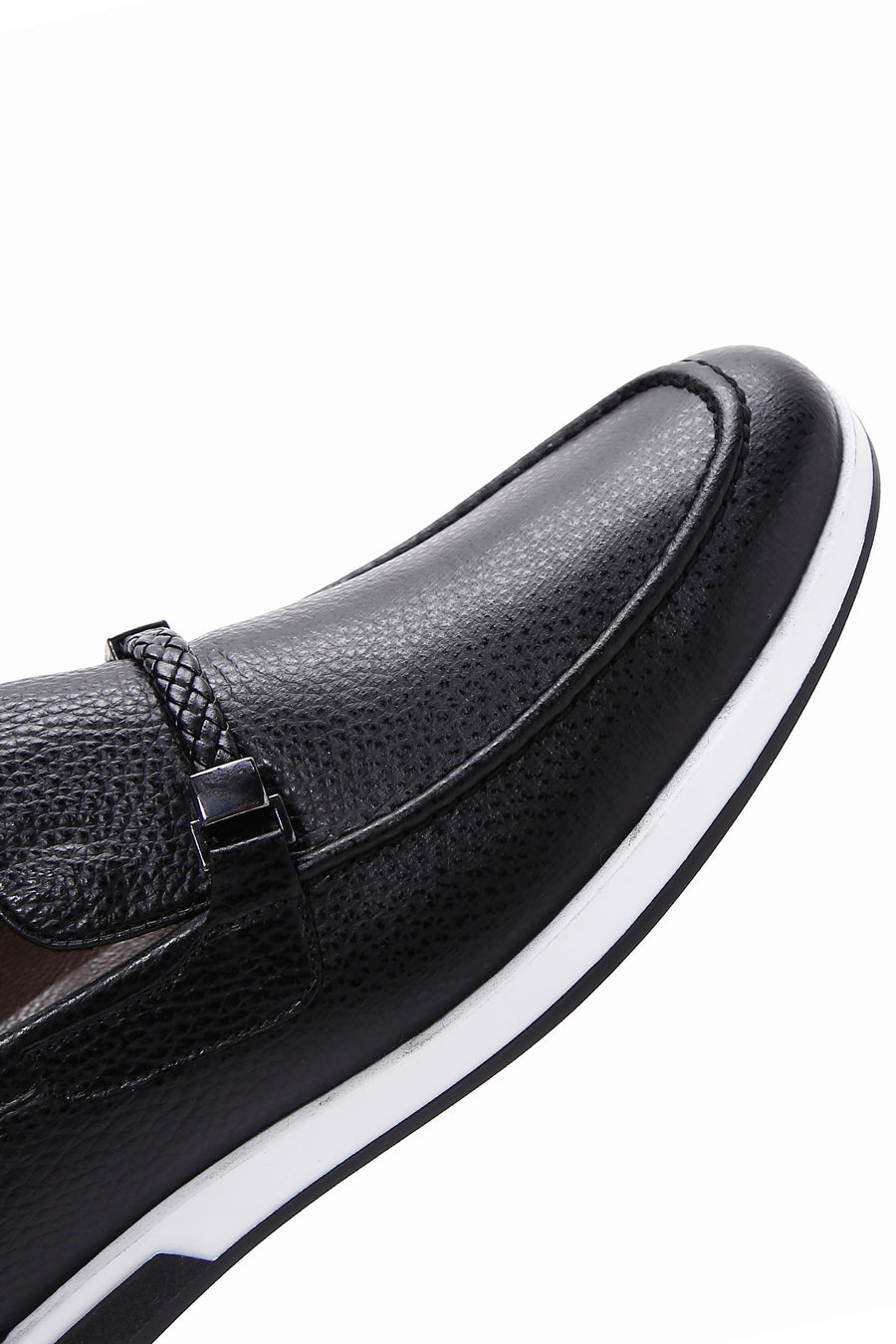 Erkek Siyah Deri Tokalı Casual Loafer