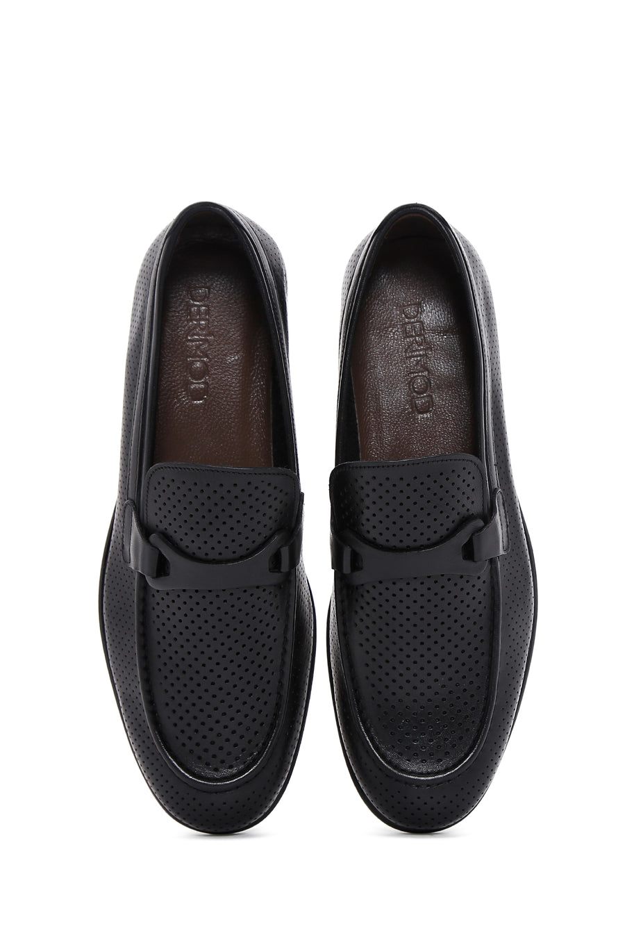 Erkek Siyah Deri Baskılı Klasik Loafer