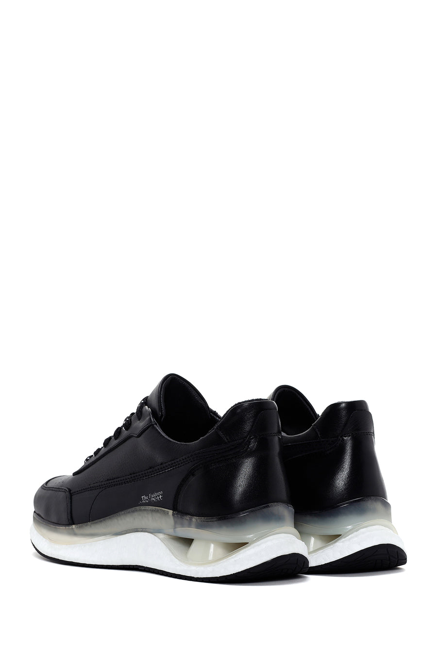 Erkek Siyah Kalın Tabanlı Deri Sneaker