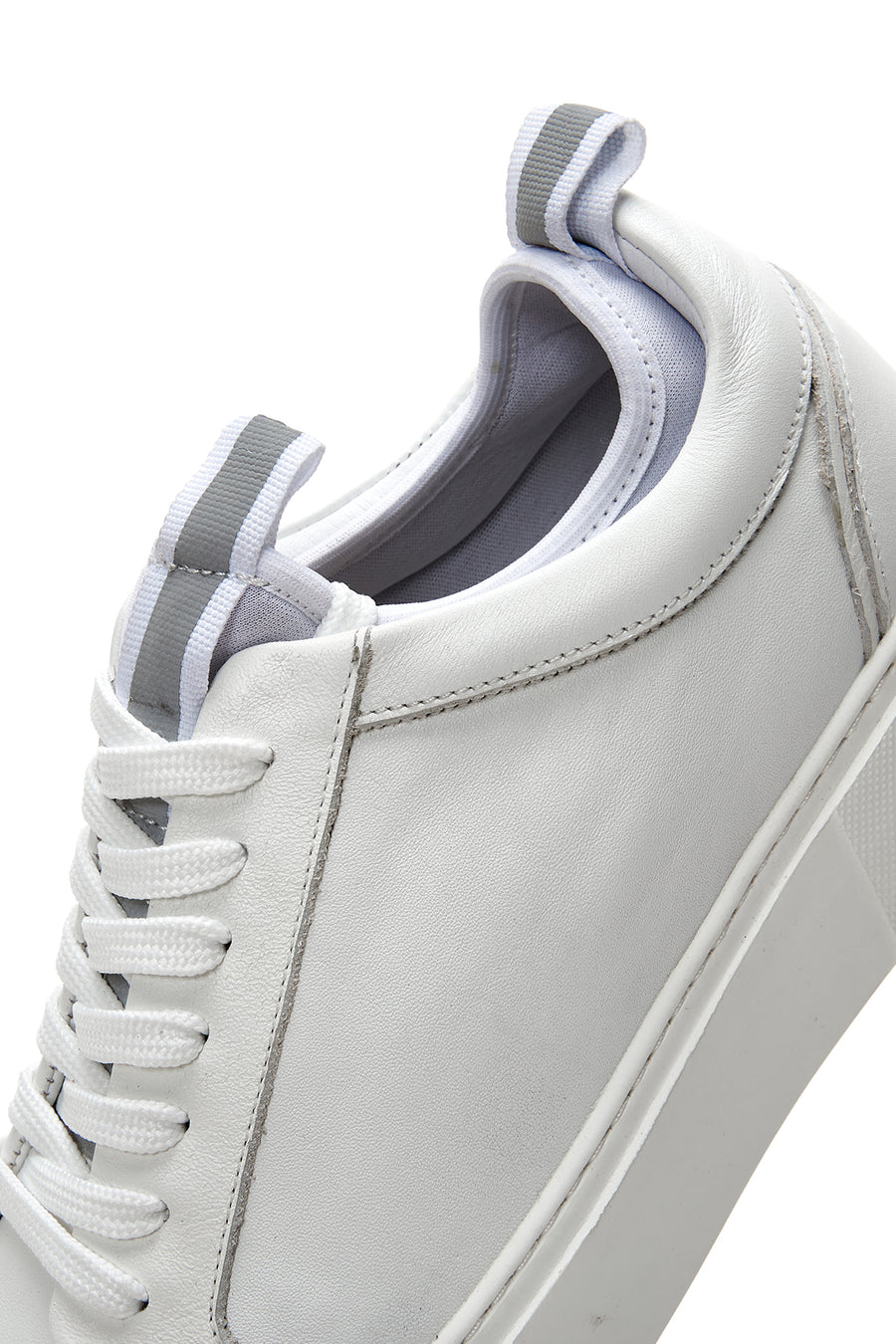 Erkek Beyaz Deri Çoraplı Kalın Tabanlı Sneaker