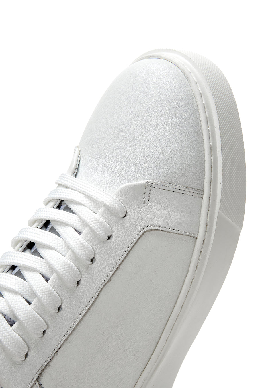 Erkek Beyaz Deri Çoraplı Kalın Tabanlı Sneaker